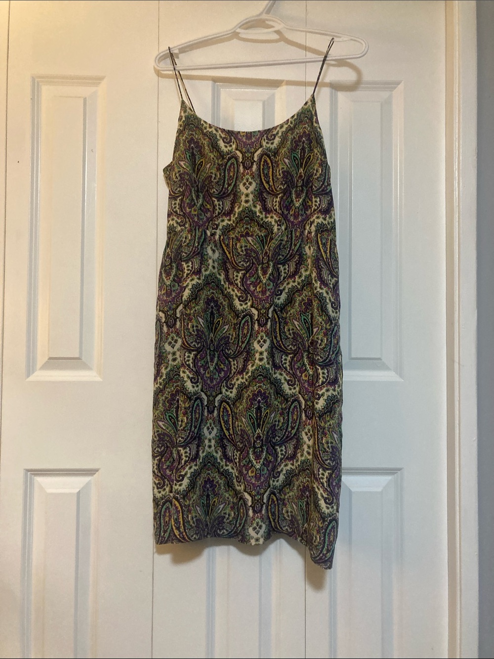 J. Crew Paisley Slip Dress in Green and Purple
